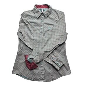 Cinch Western Button Up Shirt Geo Print Turquoise Rodeo Womens M